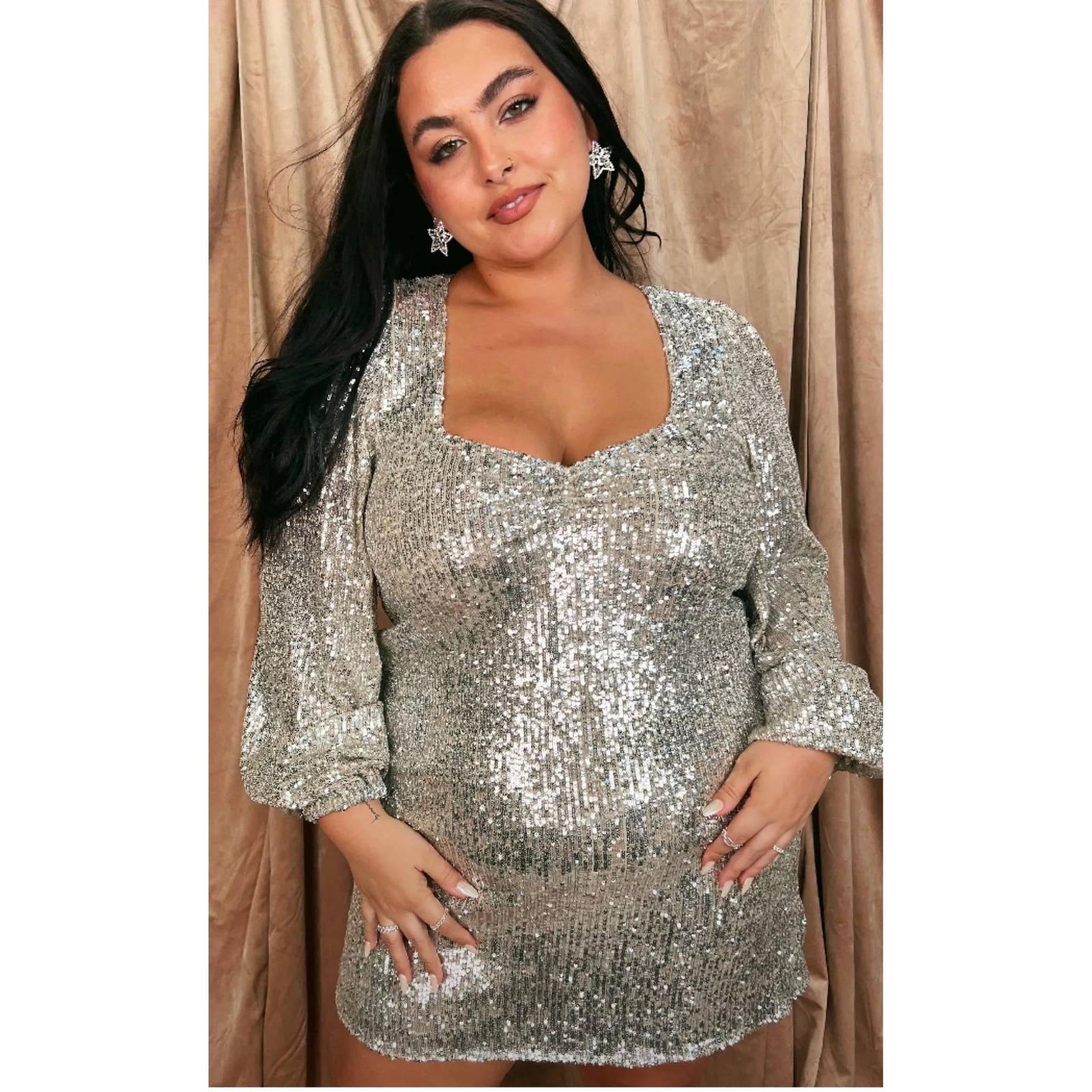 Show Me Your Mumu Aniston Mini Dress Platinum Sequins 2x New With Tags